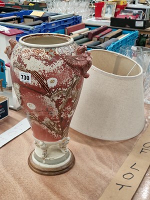 Lot 730 - A Satsuma vase as a table lamp base