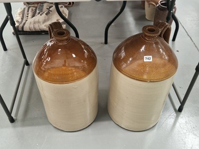 Lot 742 - Two two tone stoneware flasks