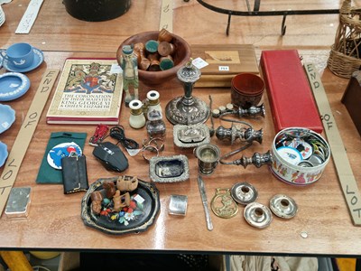 Lot 751 - An old Sheffield plate three piece cruet,...