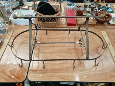 Lot 761 - A wrought iron pot rack to be suspended from a...