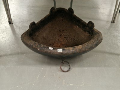Lot 774 - A ring handled iron corner fitting trough