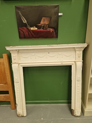 Lot 433 - A painted Regency style pine fire surround H...