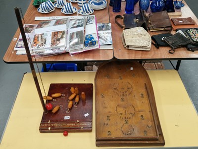 Lot 787 - A table top skittles game, together with a...