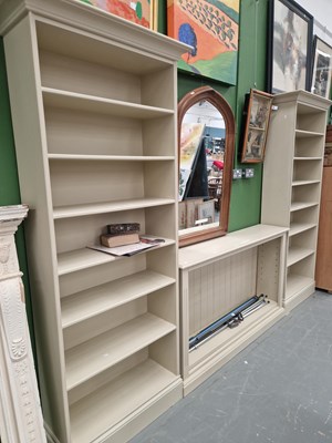 Lot 435 - A pair of painted bookcases, each H  214 W 91...