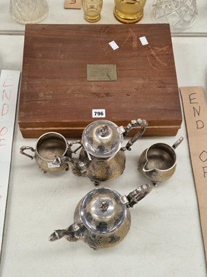 Lot 796 - An electroplate four piece tea and coffee set,...