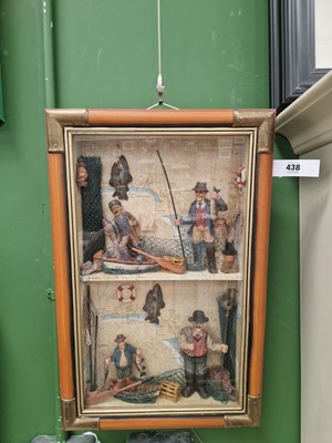 Lot 438 - A cased double diorama of fishermen H 60 W 40...