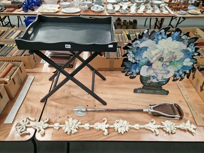 Lot 811 - A butler's tray, a shooting stick, a white...