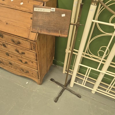 Lot 450 - An antique oak, brass and cast iron music...