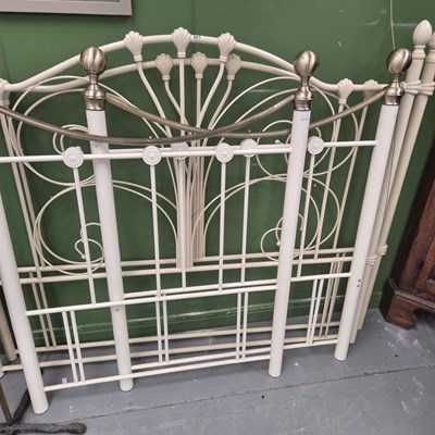 Lot 451 - Two pairs of painted metal bed ends