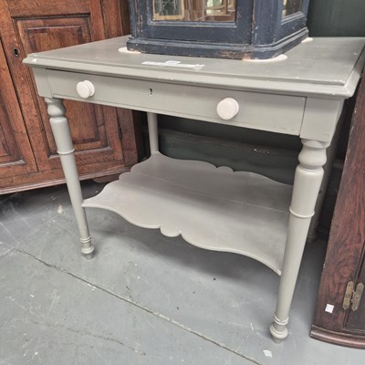 Lot 454 - A painted mahogany single drawer side table on...
