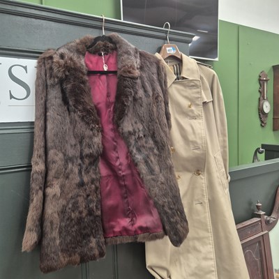 Lot 457 - A rabbit fur coat size 12, together with a...