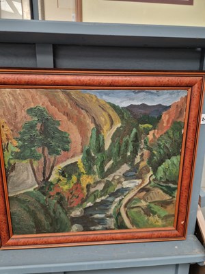 Lot 243 - 20th century school, a rural river scene, oil...