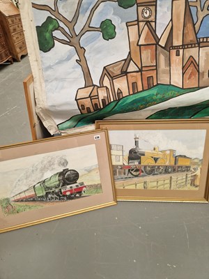 Lot 236 - Two watercolours of steam locomotives, the...
