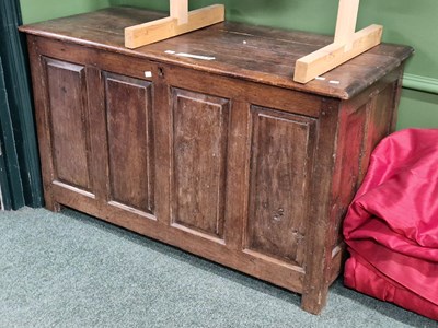 Lot 19 - An 18th century pine topped oak coffer with a...