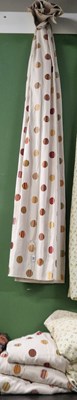 Lot 23 - Interlined curtains, coloured striped roundels...