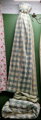 Lot 27 - Interlined curtains, a chequer pattern of...
