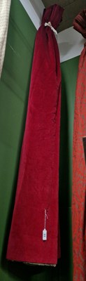 Lot 31 - An interlined curtain, red velvet, 178 × 167cm