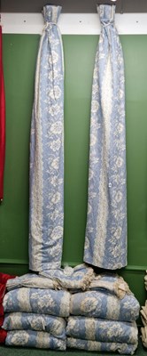 Lot 34 - Interlined curtains, vertical stripes and...