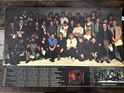 Lot 2982 - Band Aid poster, signed; Poster on hardboard...