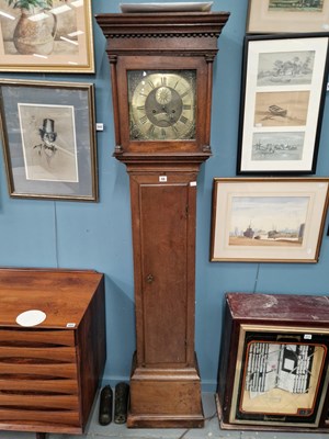 Lot 55 - An oak long case clock, the square brass dial...