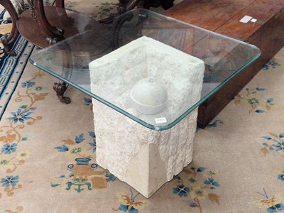 Lot 47A - A stone effect and glass occasional table